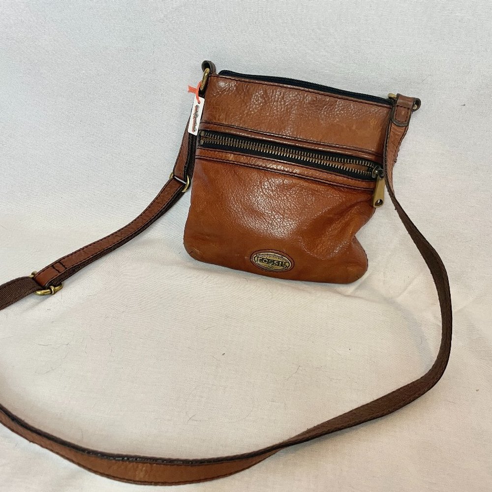 Fossil tan cross body leather handbag